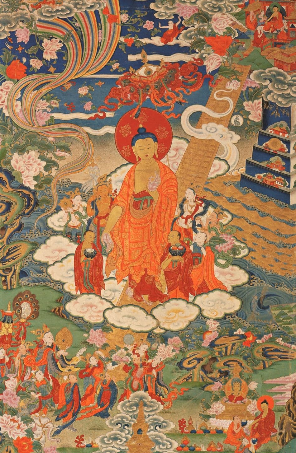 Lha Bab Düchen: o Buddha Shakyamuni desce do reino dos deuses pela escadaria preciosa